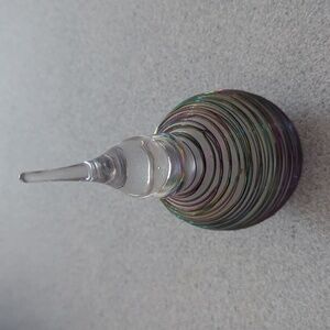 Elegant Iridescent Art Glass Perfume Bottle Applied Swirl With A Polished Bottom